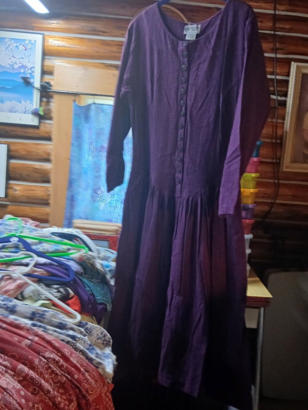 Long Sleeve Midi Royal Purple Drop Waist Dress